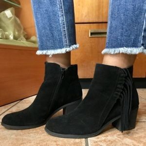 Kenneth Cole Tailgate Leather Suede Fringe Booties
